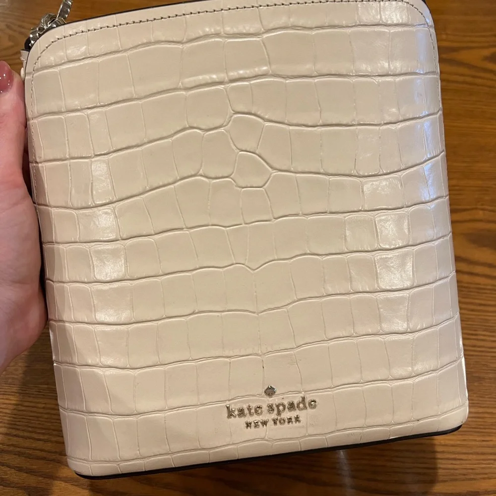Kate Spade Cream Croc-Embossed Shoulder Bag - Picture 2 of 11